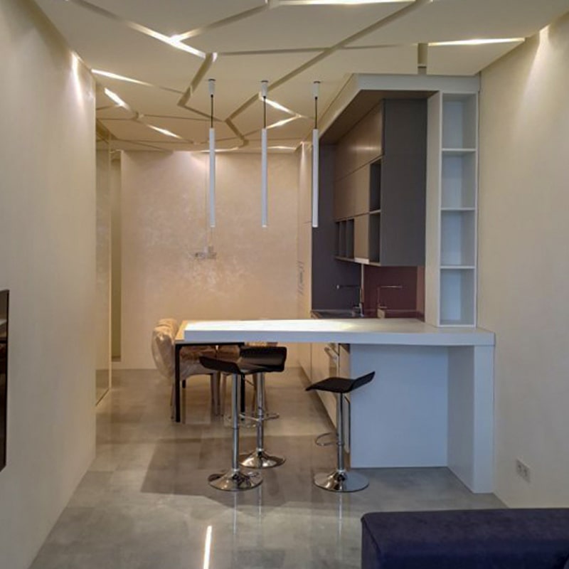 Дизайнерская кухня в квартиру студию